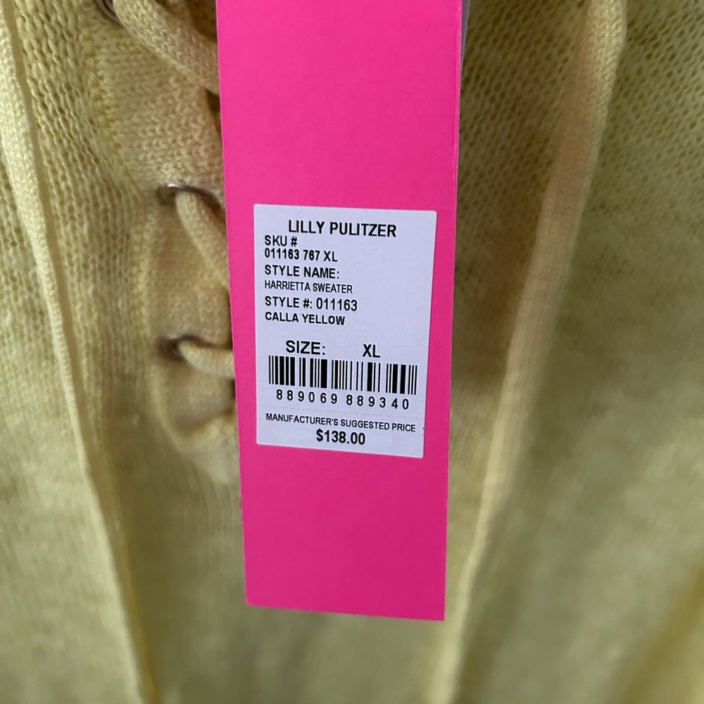 Lily Pulitzer Harrietta Sweater- Beautiful Calla Yellow - Picture 4 of 7